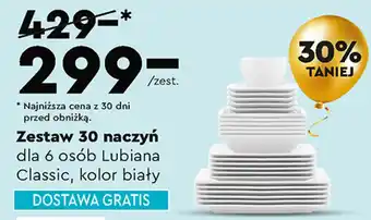 Biedronka Zestaw 30 naczyń dla 6 osób Lubiana Classic, kolor biały oferta