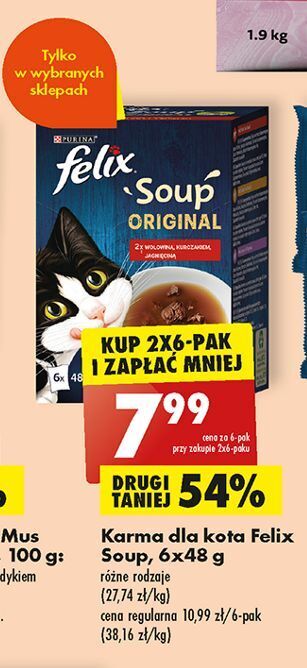 Biedronka Karma dla kota wołowina kurczak jagnięcina purina felix soup original oferta