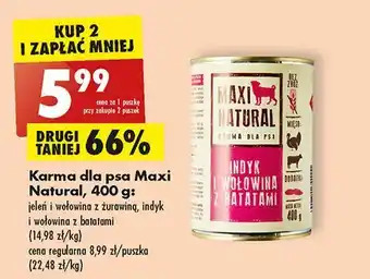 Biedronka Karma dla psa indyk i wołowina z batatami maxi natural oferta