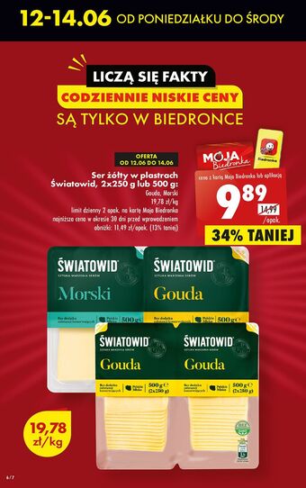 Biedronka Ser gouda plastry światowid oferta
