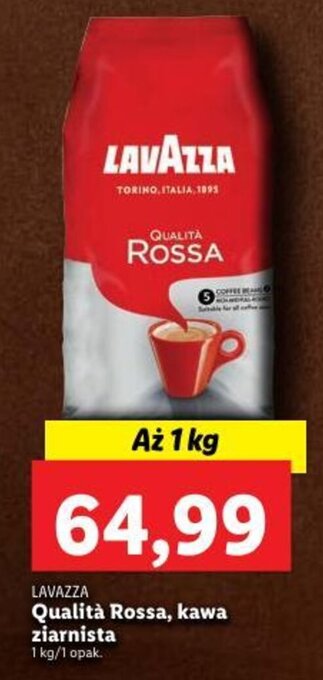 Lidl LAVAZZA Qualità Rossa, kawa ziarnista 1 kg oferta