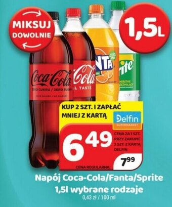 Delfin Napój Coca-Cola/Fanta/Sprite 1,5l oferta