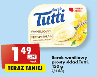 Biedronka Serek waniliowy prosty skład Tutti, 150 g oferta