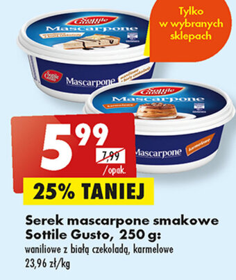 Biedronka Serek mascarpone smakowe Sottile Gusto, 250 g oferta