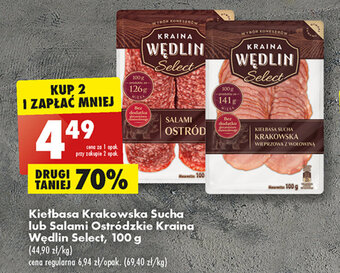 Biedronka Kiełbasa Krakowska Sucha lub Salami Ostródzkie Kraina Wędlin Select, 100 g oferta