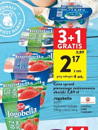 Intermarche Jogurt jagodowy bez dodatku cukrów zott jogobella oferta