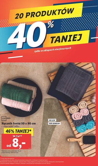 Lidl Ręcznik frotte 50 x 90 cm livarno home oferta