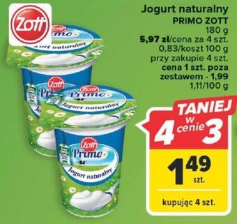 Carrefour Market Jogurt naturalny PRIMO ZOTT 180 g oferta