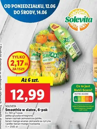 Lidl Smoothie banan-mango-ananas-pomarańcza-cytryna solevita oferta