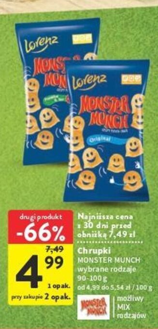 Intermarche Chrupki MONSTER MUNCH 90-100 g oferta