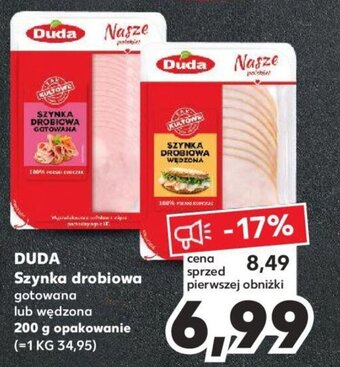 Kaufland Duda SZYNKA DROBIOWA GOTOWANA lub wędzona 200 g opakowanie oferta