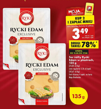Biedronka Ser żółty Rycki Edam w plastrach, 135 g oferta