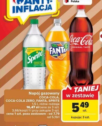 Carrefour Napój gazowany COCA-COLA, COCA-COLA ZERO, FANTA, SPRITE 1,5l oferta