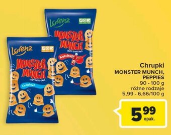Carrefour Chrupki MONSTER MUNCH, PEPPIES 90-100 g oferta