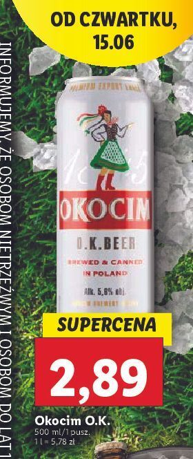 Lidl Piwo okocim o.k. beer oferta