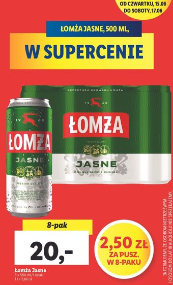 Lidl Piwo łomża jasne (dawniej export) oferta