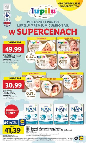 Lidl Pieluchy extra large 6 lupilu premium oferta