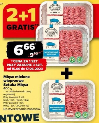Netto Mięso mielone wieprzowe Sztuka Mięsa 400 g oferta