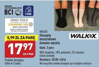 ALDI WALKX Skarpety bezuciskowe damsko-męskie 3 pary oferta