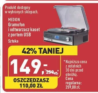 ALDI Gramofon i odtwarzacz kaset medion oferta