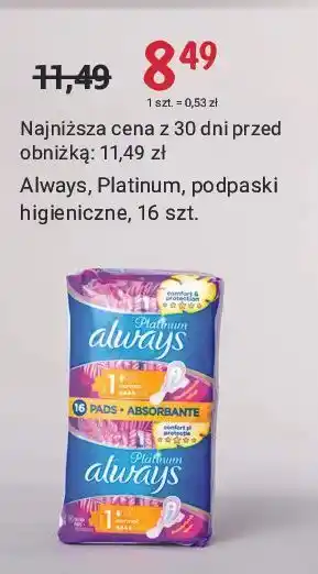 Rossmann Podpaski normal always platinum oferta