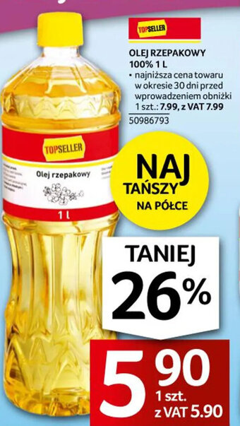 Selgros OLEJ RZEPAKOWY 100% 1L oferta