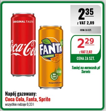 Eurocash Napój gazowany: Coca Cola, Fanta, Sprite 0,33l oferta