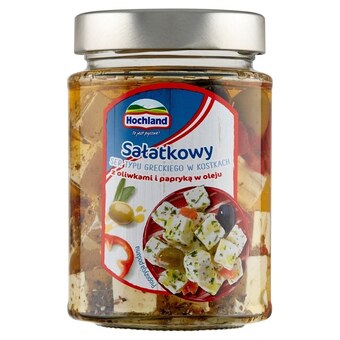 Eurocash Hochland sałatkowy ser typu greckiego w kostkach z oliwkami i papryką w oleju 300 g oferta