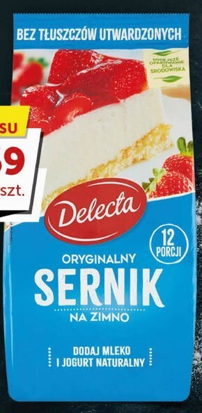 Groszek Delecta oryginalny sernik na zimno mieszanka do przygotowania ciasta 154 g oferta
