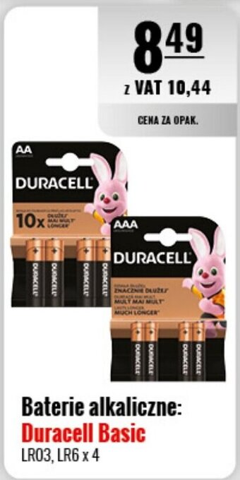 Eurocash Baterie alkaliczne: Duracell Basic LR03, LR6 x 4 oferta