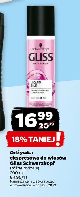 Netto Odżywka ekspresowa do włosów gliss schwarzkopf oferta