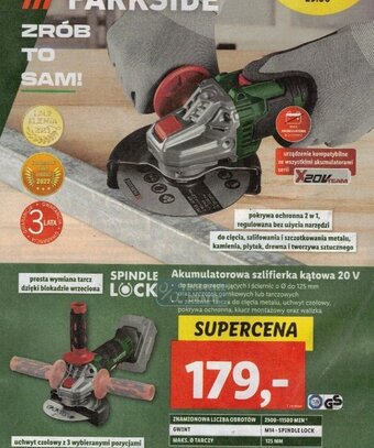 Lidl Akumulatorowa szlifierka kątowa 20 V oferta