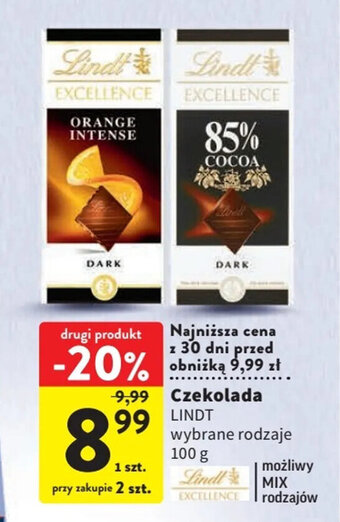 Intermarche Czekolada LINDT 100 g oferta