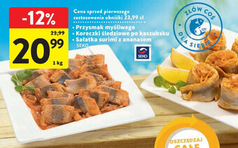 Intermarche Przysmak myśliwego / Koreczki śledziowe po kaszubsku / Sałatka surimi z ananasem 1 kg oferta
