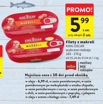 Intermarche Filety z makreli KING OSCAR 160-170 g oferta