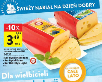 Intermarche Ser Rycki Maasdam / Ser Rycki Edam / Ser Hit z Ryk Light 100 g oferta