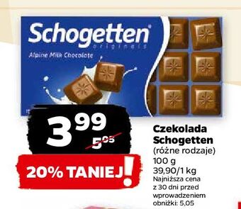 Netto Czekolada alpine milk schogetten oferta
