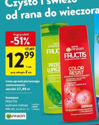 Szampon wzmacniający do włosów farbowanych i z pasemkami garnier fructis color resist