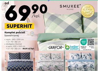 Biedronka Komplet pościeli bawełnianej 160 x 200 cm + 2 70 80 smukee oferta