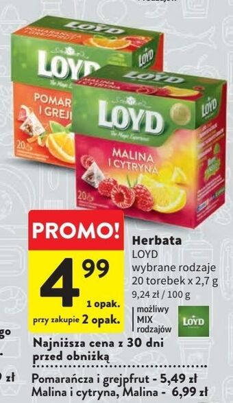 Intermarche Herbata malina i cytryna loyd tea the magic experience oferta