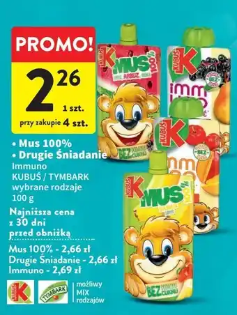 Intermarche Mus malina-dzika róża-acerola kubuś immuno odporność oferta