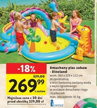 Intermarche Dmuchany plac zabaw dinoland 302 x 229 112 cm intex oferta