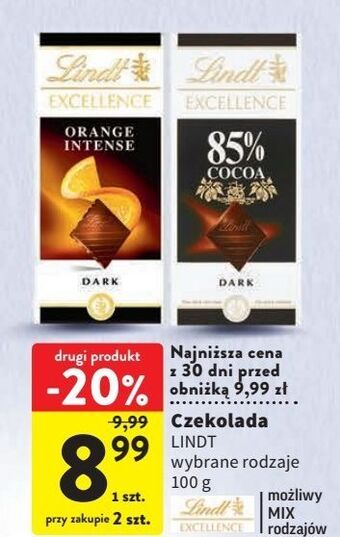 Intermarche Czekolada orange intense lindt excellence oferta