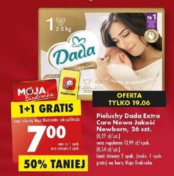 Biedronka Pieluchy Dada Extra Care Nowa Jakość Newborn, 26 szt. oferta