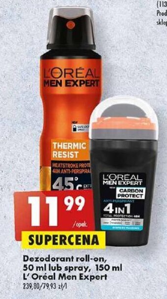 Biedronka Dezodorant roll-on, 50 ml lub spray, 150 ml L'Oréal Men Expert oferta