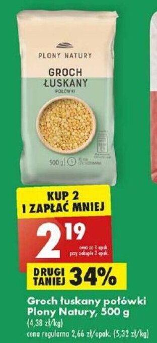 Biedronka Groch łuskany połówki Plony Natury, 500 g oferta