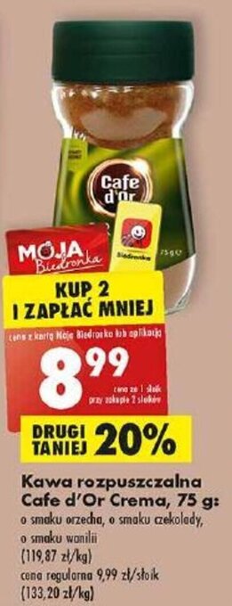 Biedronka Kawa rozpuszczalna Cafe d'Or Crema, 75 g oferta