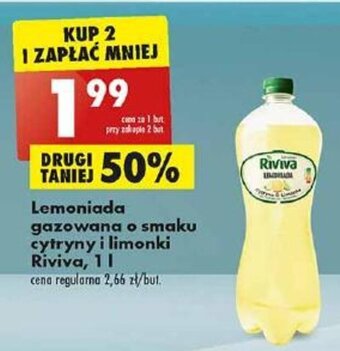 Biedronka Lemoniada gazowana o smaku cytryny i limonki Riviva, 1 l oferta