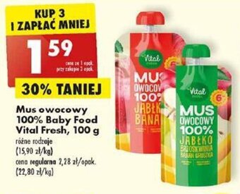 Biedronka Mus owocowy 100% Baby Food Vital Fresh, 100 g oferta