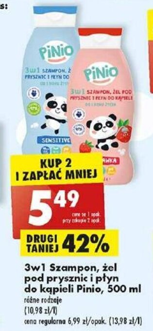 Biedronka 3w1 Szampon, żel pod prysznic i płyn do kąpieli Pinio, 500 ml oferta